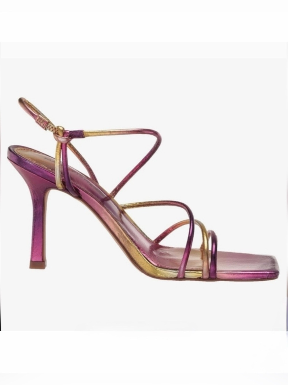 Marc Fisher Metallic Gold & Purple Strap Heeled Sandals (Sz 9) - Picture 4 of 4
